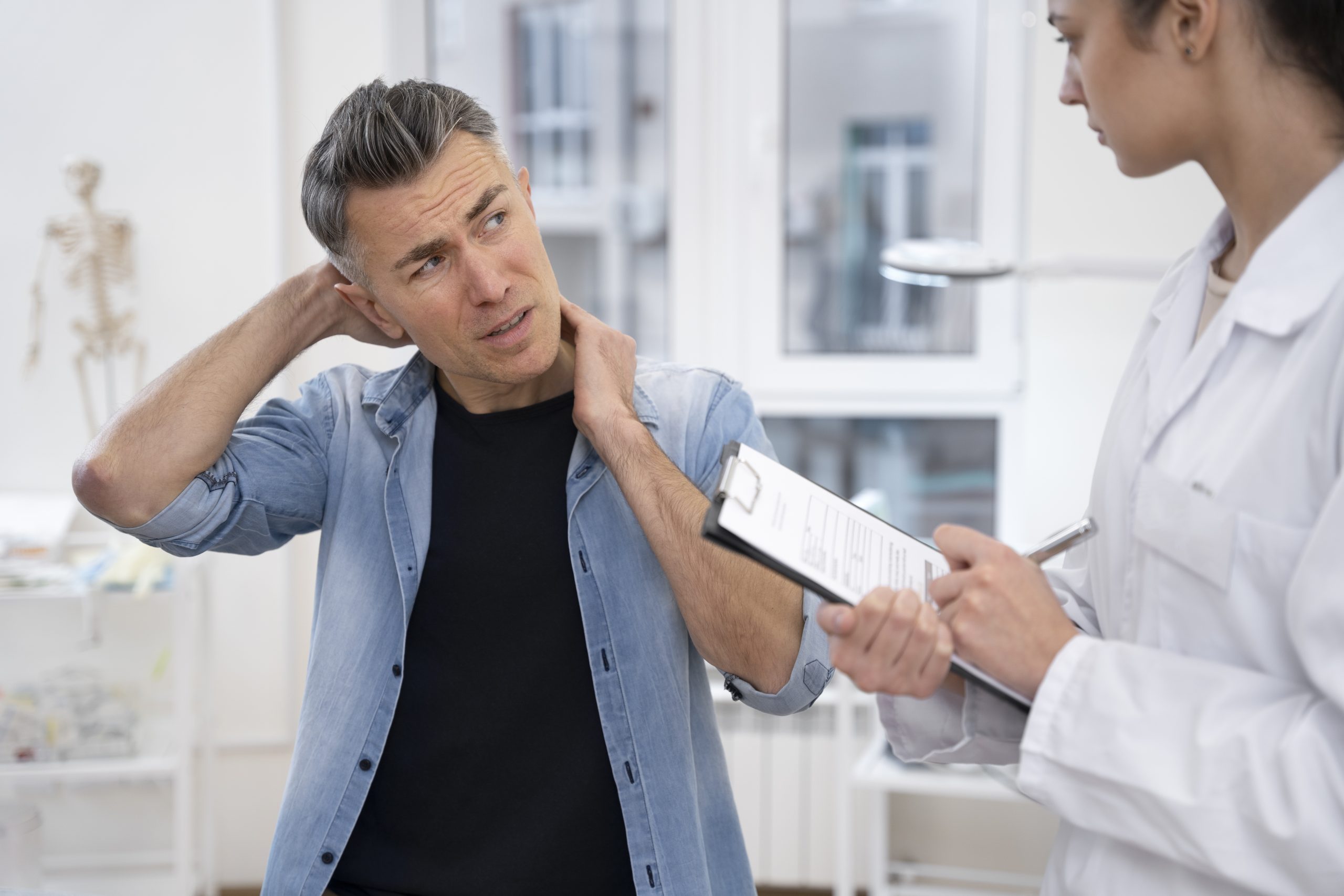 doctor performing routine medical checkup