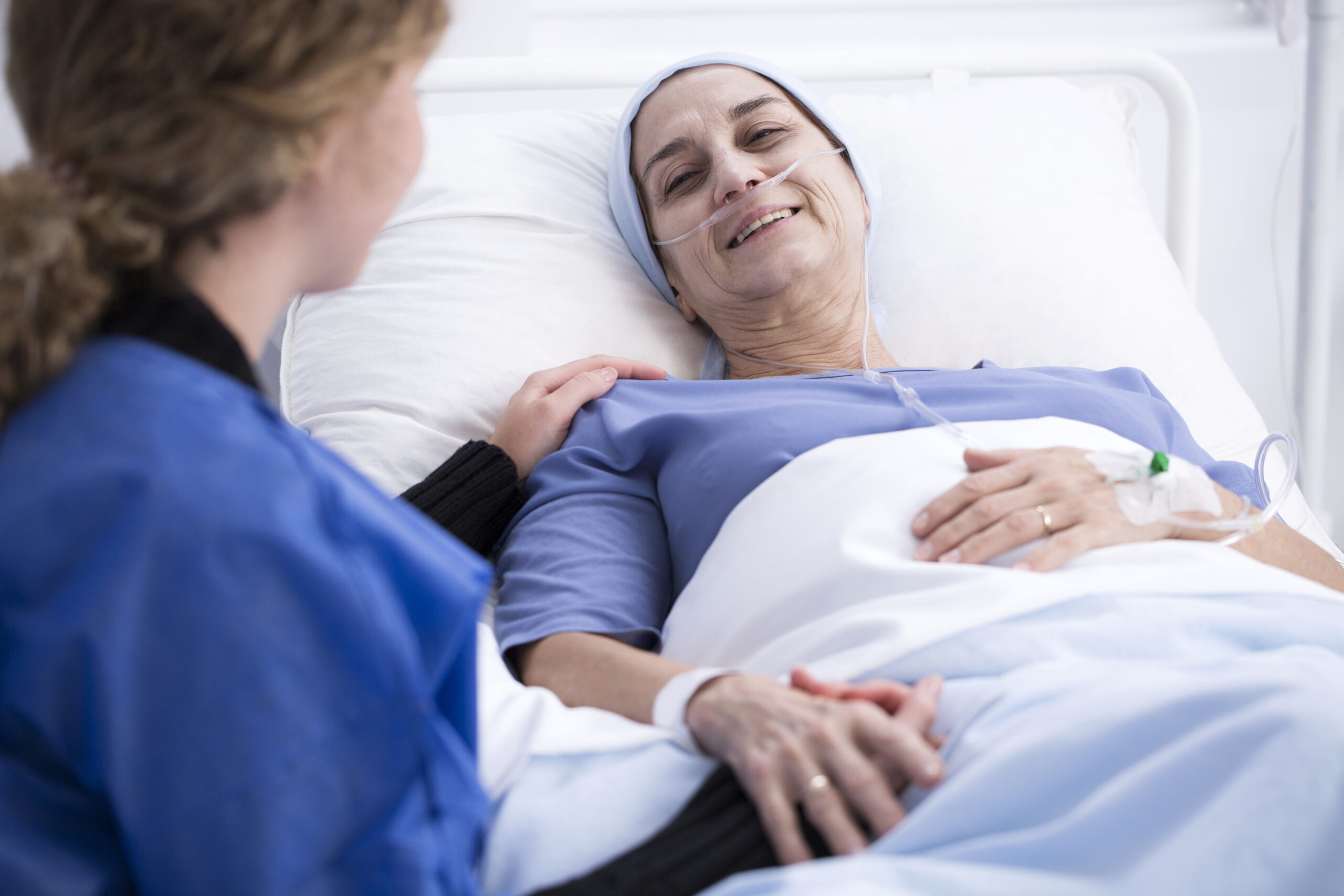 Woman enjoying visit of caregiver